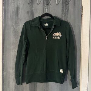 Roots Women's Forest Green Zip-Up Sweater